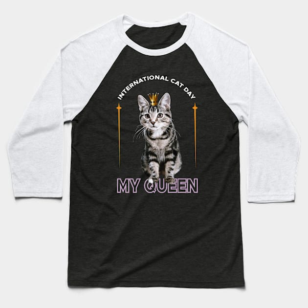 International Cat Day Baseball T-Shirt by Populus